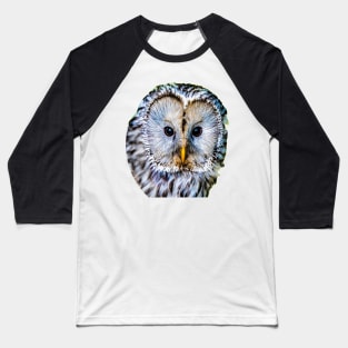 Realistic color pattern - eyes and head of an owl Baseball T-Shirt